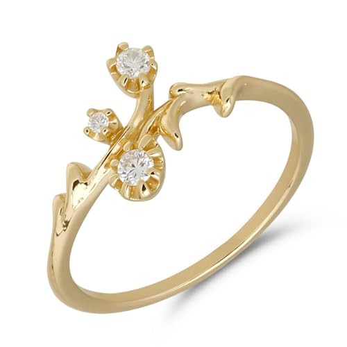 Stfery Moissanit Au750 - Anillo de oro amarillo de 18 quilates para mujer, diseño vintage de flores, talla 56 (17,8)