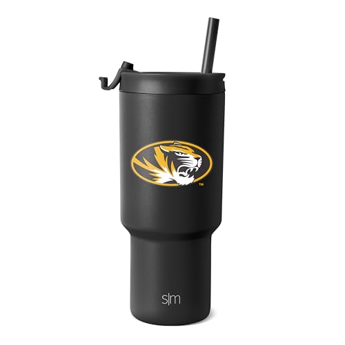 Image of Simple Modern Missouri Tigers Tumbler with Straw | 30oz | Collegiate | Trek Officially Licensed University of Missouri Insulated Water Bottle, Travel Mug | Football Gift for Him, Her | Mizzou