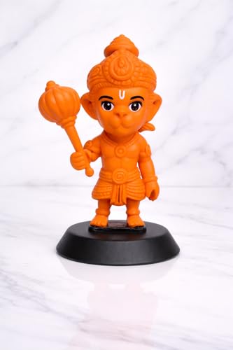 Image of Hanuman Dashboard Idol for Car | Premium Resin Hindu God Murti | Double-Sided Tape Base | Vastu & Spiritual Protection | Home Temple & Car Decor | Gift for Festivals | Kesari Color