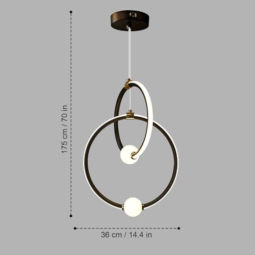 Image of Smartway Addison 65W LED Hanging Pendant Light for Living Room, Dining Table, Bedroom & Office | Modern Intersecting Ring Design | 3 Color Modes | Premium Hanging Lamp
