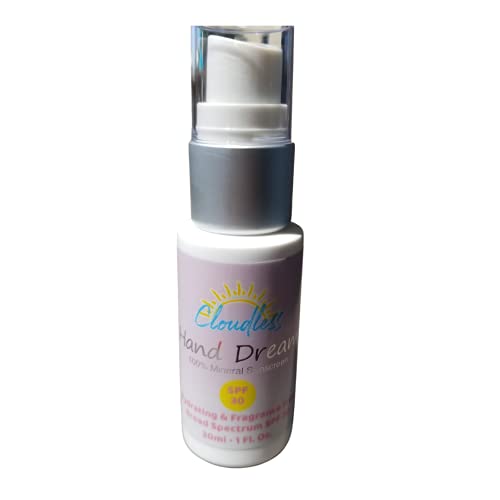 Cloudless Hand Dream- Sheer Mineral Sunscreen Lotion for Hands | 1 fl oz | 100 Mineral Sunscreen: Zinc Oxide & Titanium Dioxide | Broad Spectrum SPF 30