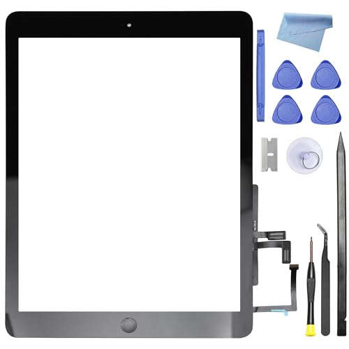 Screen Replacement for Ipad 5th - Digitizer Replacement Parts Kits for Ipad 5th Gen Generation 2017 9.7 Inch Model A1822 A1823 with Home Button & Repair Tools (Black)