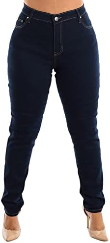 Moda Xpress Womens Plus Size Classic High Waisted Dark Wash Stretch Skinny Jeans 10340Y