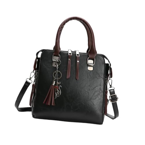 Sac à main pu noir spacieux idéal pour le bureau les sorties et le shopping