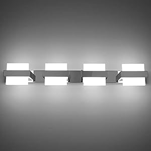 Klighten 24W LED badkamerspiegellamp 4 vlammen moderne spiegellamp voor de badkamer koud wit 6000 K badkamerlamp muur, 68 cm badkamerlamp muur, acryl chroom badkamer wandlamp, IP44, niet dimbaar