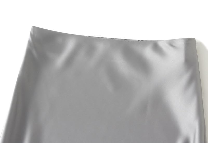 Women’s Satin Silk Midi Skirt Fishtail Mermaid High Waist Long Skirts3