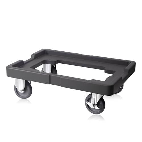 Plastic Pizza Dough Box Dolly with 5-Inch Non-Marking Casters, Rectangle，Dough