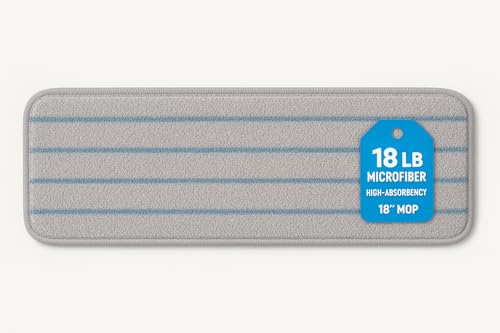 Extra Large 18 Inch Microfiber Mop for Floors – Heavy Duty High Absorbency Wet Mop Head, Over 1 LB – Industrial Strength Cleaning Tool for Hardwood, Tile, and Laminate RCPFGQ41600BL00