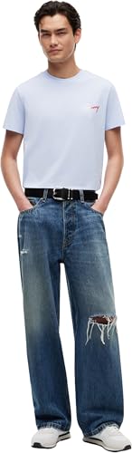 Tommy Jeans Herren T-Shirt Kurzarm Slim Sign Chest mit Logo, Blau (Moonlight Iris), XXXL – Ansicht 4