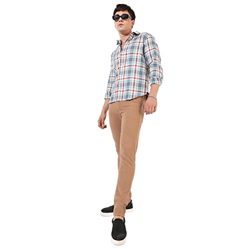 Image of Campus Sutra Men's Button Up Shirt for Casual Wear | Regular Fit | Poly Lycra Shirt Crafted with Short Sleeve & Enhanced Stretch Comfort Fit for Everyday Wear