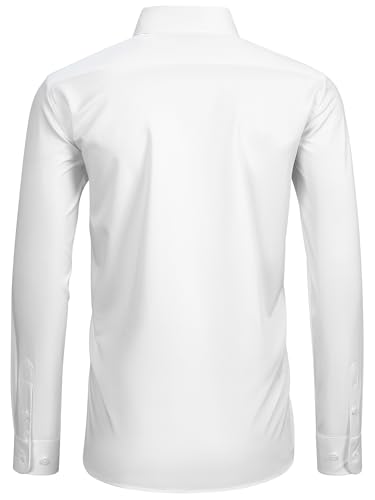 FAHIZO Men's Dress Shirt Regular Fit Soild Business Formal Long Sleeve Button Up Stretch Shirts3
