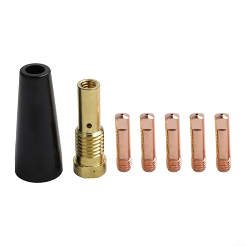 HanOaki Set di punte per ugelli senza gas MIG elettrico Kit di punte per saldatore MIG Kit di 7 accessori per saldatura Flux Core Kit leggero resistente alle alte temperature per MIG120140180 (1,0 mm)