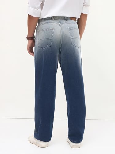 Image of Urbano Fashion Men's Loose Baggy Fit Heavy Washed Faded Denim Jeans Non-Stretchable