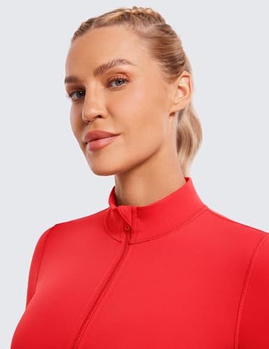 Image of CRZ YOGA Butterluxe Cropped Athletic Jackets | Extremely Soft, Slim Fit, Full Zip, Mockneck, Thumb Holes, for Women