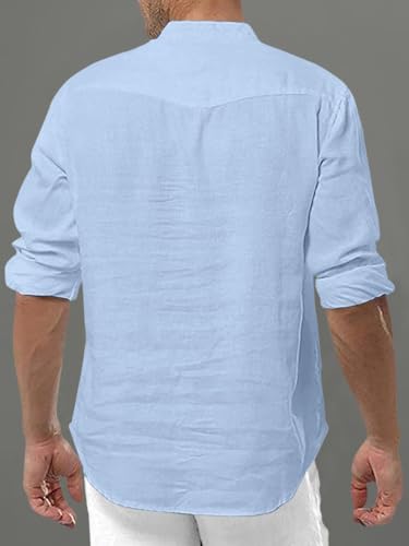 Image of FINIVO FASHION Men's Solid Cotton Blend Regular Fit Straight Kurta with Roll of Sleeve and Classic Collar, Pack of 1