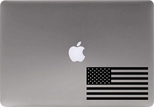 American Flag Vinyl Decal Sticker for Computer MacBook Laptop Ipad Electronics Home Window Custom Walls Cars Trucks Motorcycle Automobile and More (Black)