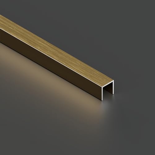 Coavoo - Coavoo Pack of 8 U-Profile Aluminium 10 mm x 10 mm (W x H) x 2.5 m (U Channel) Brushed Bronze Anodised - Total Length 20 m for Wall Strips, Decorative Strip Frame & Joint Cover