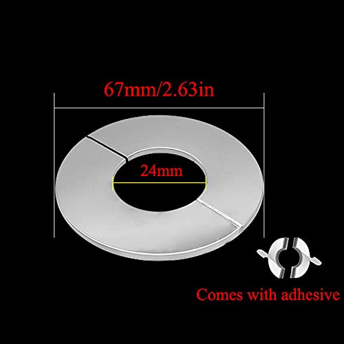 Image of 2pcs Wall Split Flange, Stainless Steel Round Escutcheon Plate Wall-mounted Water Pipe Cover Accessories for 22mm Diameter Pipe