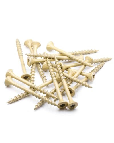 Image of IMSCREWS #8 x 2 Inch Deck Screws Tan Coated Exterior Wood Screws for Pressure Treated Lumber Star Drive T25 Flat Head Partial Thread with Type 17 Point 50 Pcs
