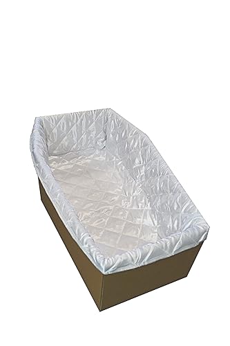 petbye Karton Tiersarg mit Satin Innenverkleidung - Größe XXL für große Haustiere 80x44x25 cm Haus-Tiersarg für Erdbestattung und Feuerbestattung Fester Papp-Sarg Tier-Sarg Extrastabil