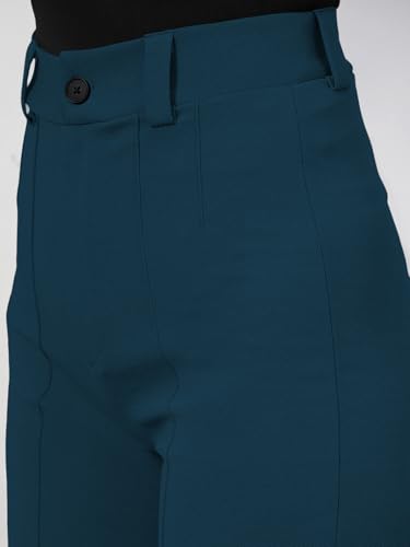 Image of Women's High Waist Formal Straight Fit Trousers Premium Stretch Office Pants Front Pleated Design Smart Workwear Bottom for Office, Casual & Business Wear