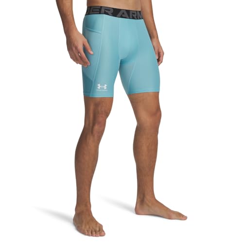 Under Armour Men's Armour Heatgear Compression Shorts, (425) Blue Haze / / White, X-Large Tall