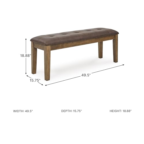 Image of Signature Design by Ashley Vallister Casual 50 inch Tufted Faux Leather Dining Bench, Light Brown & Dark Brown