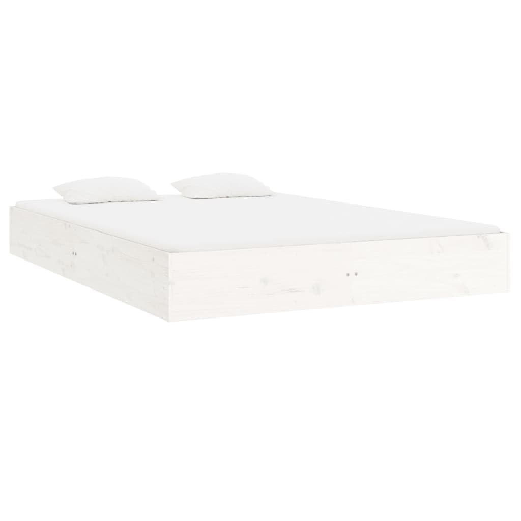 Estructura de Cama de Madera Maciza en Blanco para colchón de 200x200 cm con Soporte Robusto y diseño Estable Ideal para dormitorios Juveniles y Adultos