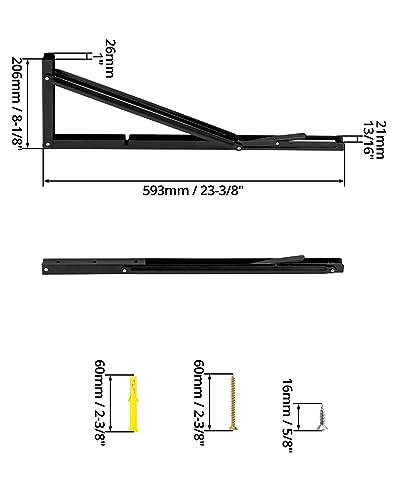 Équerre pliante pour table murale escamotable dans un petit espace 600mm - 3