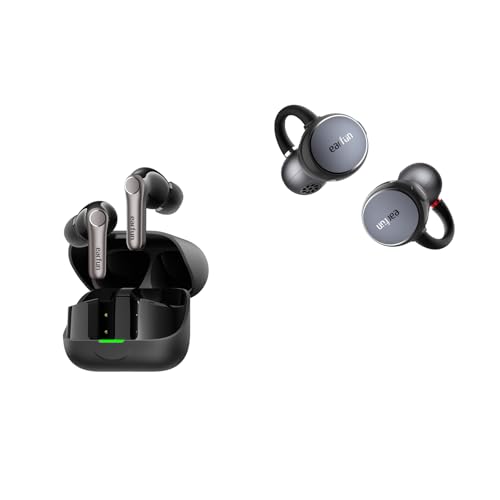 EarFun Air Pro 4+ Adaptive Noise Cancelling Wireless Earbuds, Qualcomm aptX Lossless, Snapdragon Sound, Dual Drivers Clip Open Ear Earbuds, Adaptive Comfort with Secure Fit