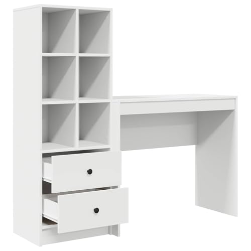 Bureau blanc en bois 135,5 x 40 cm résolvant le manque de rangement - 8