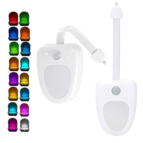 2-Pack Motion Sensor Toilet Night Light, 16-Color Changing LED Bowl Light with Flexible Arm,...