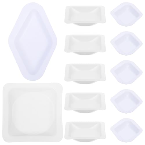 HOODANCOS 100 Piezas de Placas de Pesaje de Laboratorio de Plástico Bandejas para Pesar Polvo Reutilizables Tamaño Compacto 45X45X08Mm Combinación Cuadrada y Romboidal Uso en