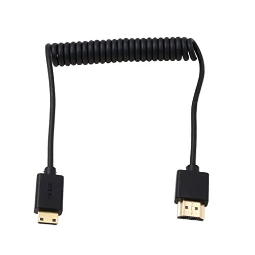 EONVIC 4K 2.0 Standard HDMI to Mini HDMI Cable 18Gbps High Speed 1080p HD Coiled Cable for HDSLR cameras,TV, PC,Monitor
