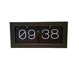Gralara Orologio Flip Clock Retrò Orologio a Palette Facile da Leggere per Collezionisti, Mensola, Soggiorno, Orologio A Fogli Mobili In Acciaio Inossidabile Nero Grande