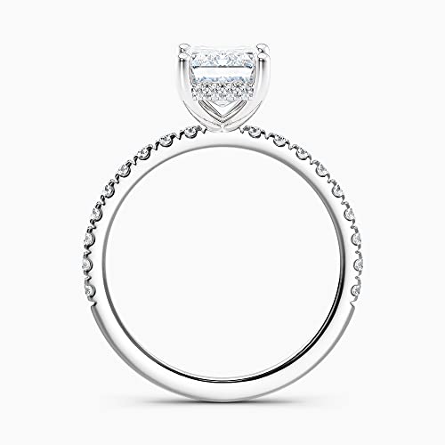 Diamond Wish IGI Certified 1 to 2 1/5 Carat Emerald Cut Lab Grown Diamond Hidden Ribbon Halo Engagement Ring for Women in 14k Gold w Side Stones (I-J, VS-SI, cttw) Promise Wedding Ring Size 4 to 94