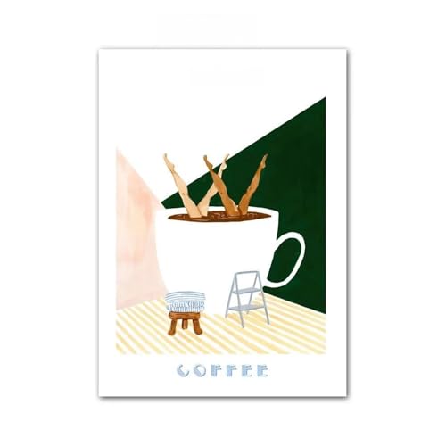 Cuadro de lienzo de café minimalista abstracto moderno E de 30x40cm para pared 2
