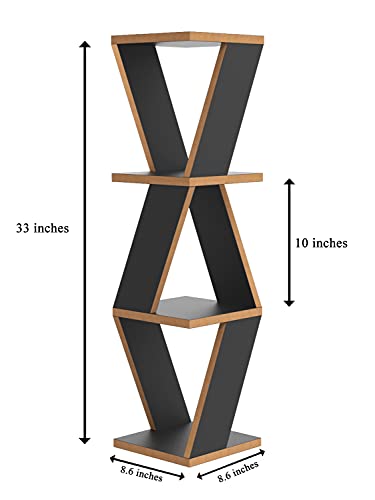 Image of Home Sparkle Triangular Corner Wall Shelf MDF Wall Shelf Rack Wall Mounted Floating Shelves (Black)