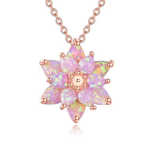 YFN Sterling Silver Opal Lotus Flower Pendant Necklace Women Yoga Necklace for Women
