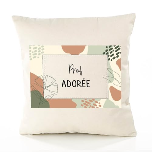 Planetee Housse de Coussin Femme Prof Adorée Design Graphique déco Salon canapé Chambre Cadeau Femme Anniversaire noël Coussin décoratif Motif Floral