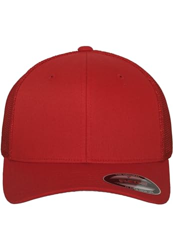 Image of Flexfit Trucker Mesh Fitted Cap | 6-Panel, Mid-Profile, Stretchable Mesh Backing, Flexfit Sweatband, Curved Visor, Silver Undervisor