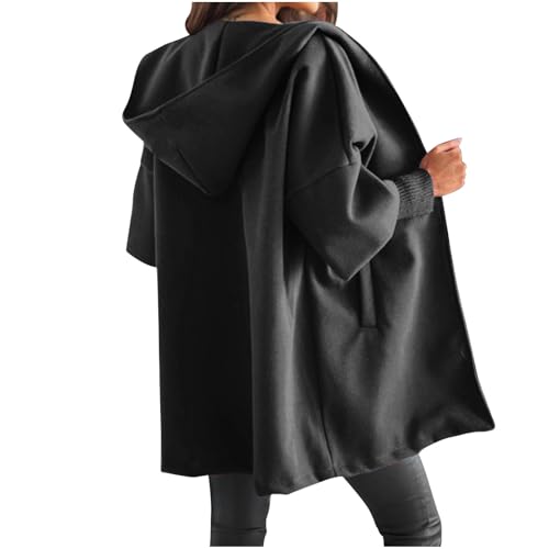 Hoods for Ladies Winter Fall Long Sleeve Neck Hooded Cardigan Plain Jacket Hoods Windbreaker Coat Women 20254