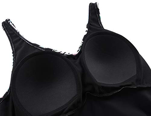 Septangle Plus Size V-Neck Swimwear Printing Padded High Waist Swimdress For Womens,Pink,Us 10 #TOP5