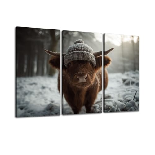 Weone Artwork 3 Panel Canvas Wall Art Chocolate Brown Highland