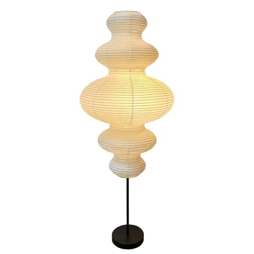 uga collective Decorative Floor Lamp with Ribbed Gourd Shape, Beige, 39 in,Zephyr Akari Floor LAMP