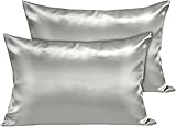 Moonlight Bedding Satin Grey Cooling Pillow Cases 2 Pack -Soft as Silk Pillowcases for Hair and Skin with Envelope Closure Standard Size Silky Pillow Covers (50x75cm) - Image 1