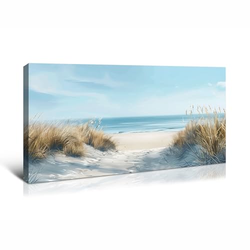 Wewejia Large Beach Wall Art 32x16 Inch, Ocean Seagrass Pictures