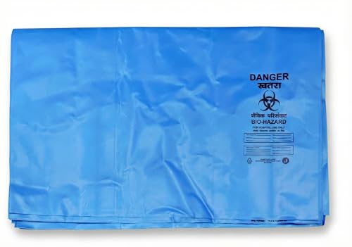 Image of HEAN Bio Hazard Waste Disposal Bags, 20x24 inch, 75 Micron, Bio Medical Garbage Bags (Blue - 10)
