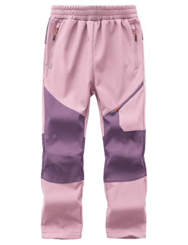 Image of Kids Winter Pants Fleece Lined Waterproof Boys Ski Pants Thermal Outdoor Softshell with Zipper Pockets