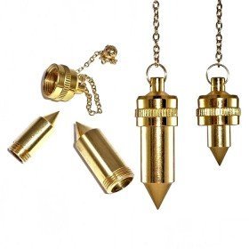 PIERRETOILES Pendule de radiesthesie Double Cylindre doré à Témoins